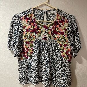 THML Multicolor Embroidered Leopard Blouse
